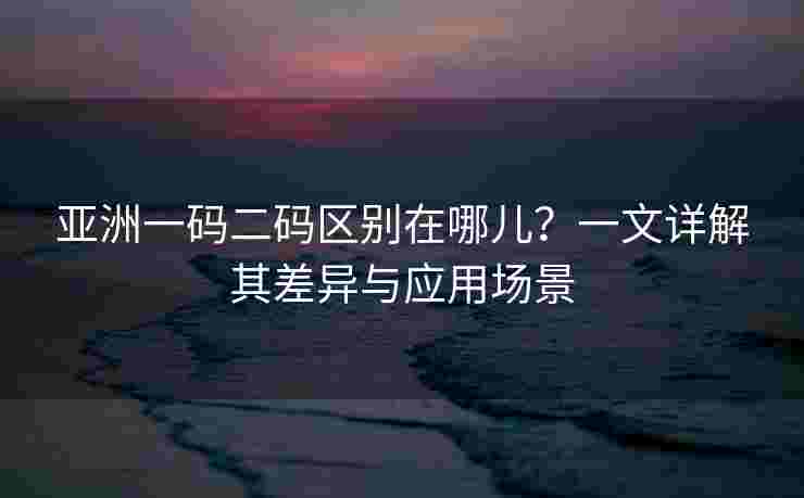 亚洲一码二码区别在哪儿？一文详解其差异与应用场景
